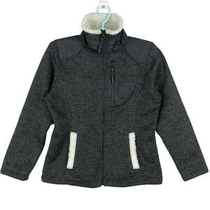 CB Sport Women's Fleece Jacket Size SP Faux Fur Full Zip Black/White Long-Sleeve
